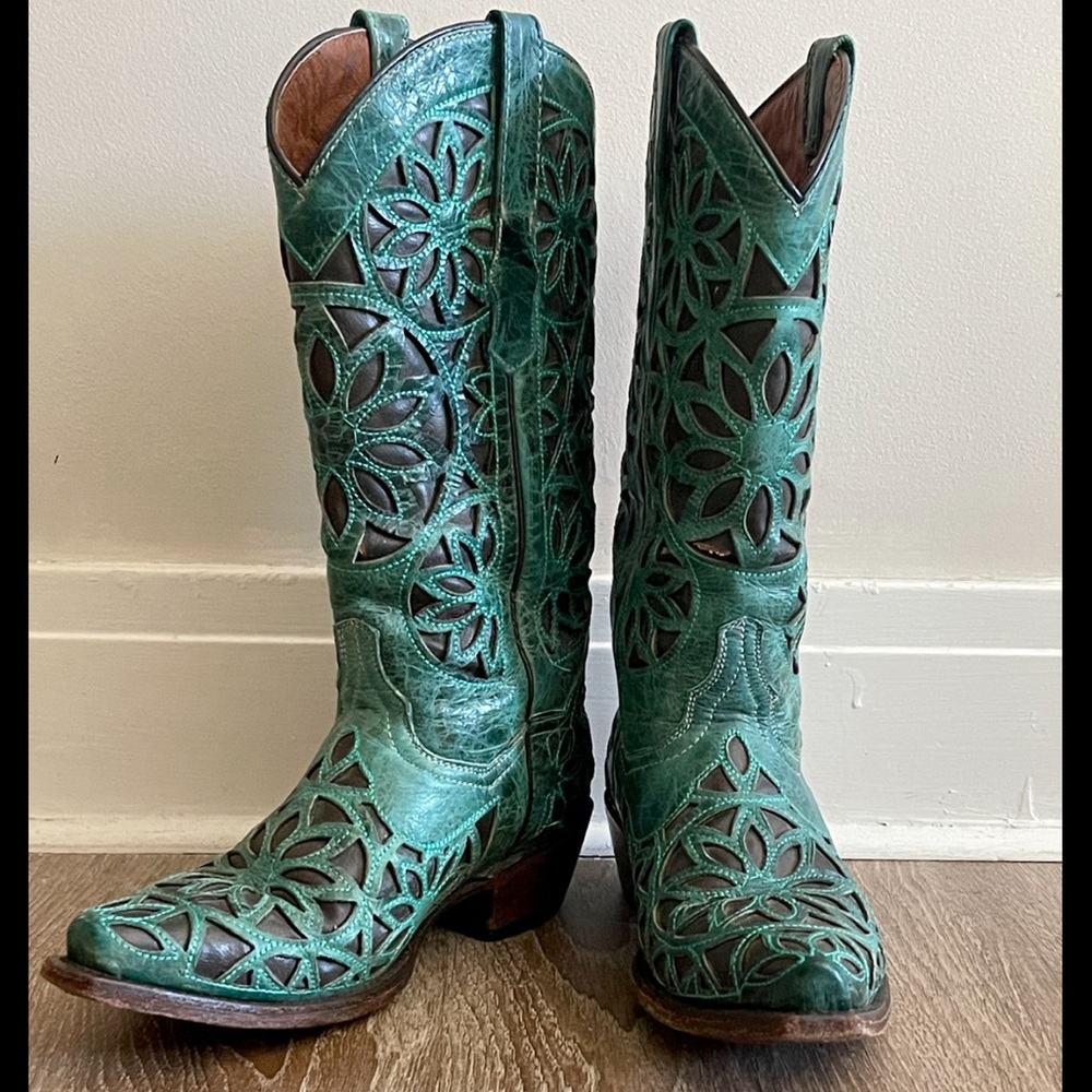 Teal western boots
